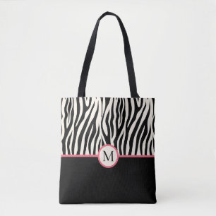 Tote Bag Monogramme Moderne Zebra Imprimer Safari Motif ani