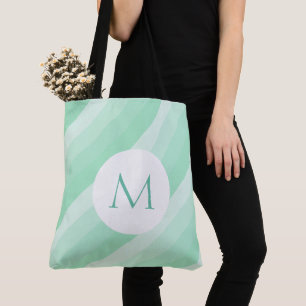 Tote Bag Monogramme Monnaie vert rayé Modèle personnalisé