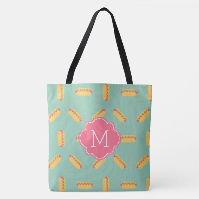Tote Bag Monogramme Motif de chiens chauds (Devant)