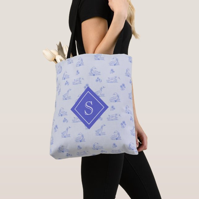 Tote Bag Monogramme Motif de l'orignal de campagne mignonne (De près)
