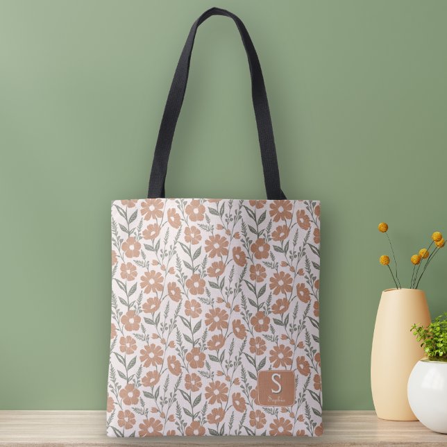 Tote Bag Monogramme Motif de marguerite rétro (Créateur téléchargé)