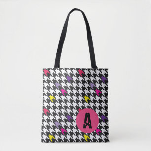 Tote Bag Monogramme Motif Houndstooth moderne