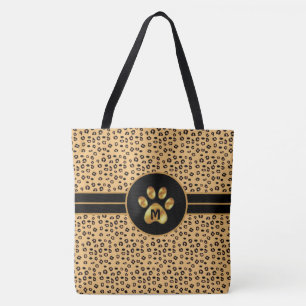 Tote Bag Monogramme & motif tigre stylé & patte