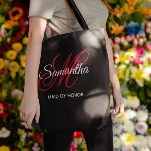 Tote Bag Monogramme noir blanc et rouge fantaisie Maid of H