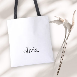 Tote Bag Monogramme Noir Blanc Moderne Minimaliste Élégant