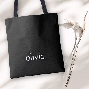 Tote Bag Monogramme Noir Blanc Moderne Minimaliste Élégant