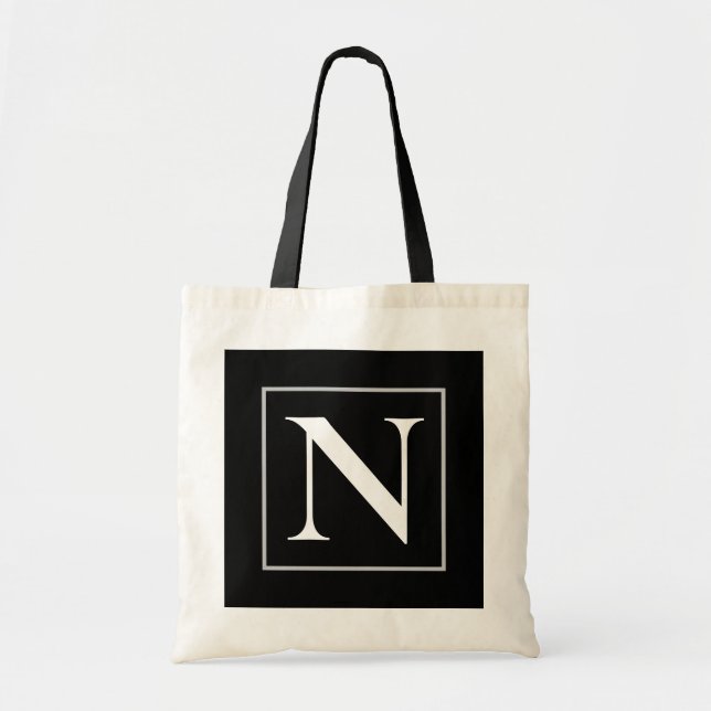 Tote Bag Monogramme noir et blanc des affaires (Devant)