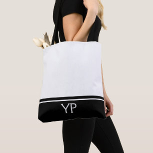 Tote Bag Monogramme noir et blanc simple (initiales)