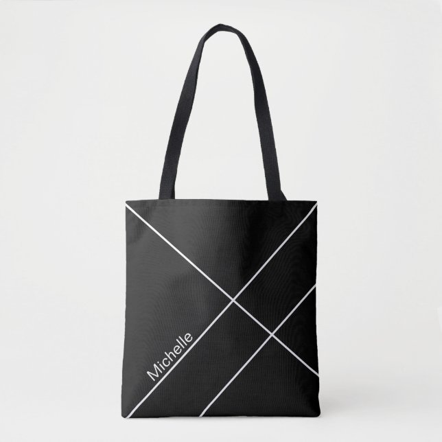 Tote Bag Monogramme noir géométrique urbain (Devant)