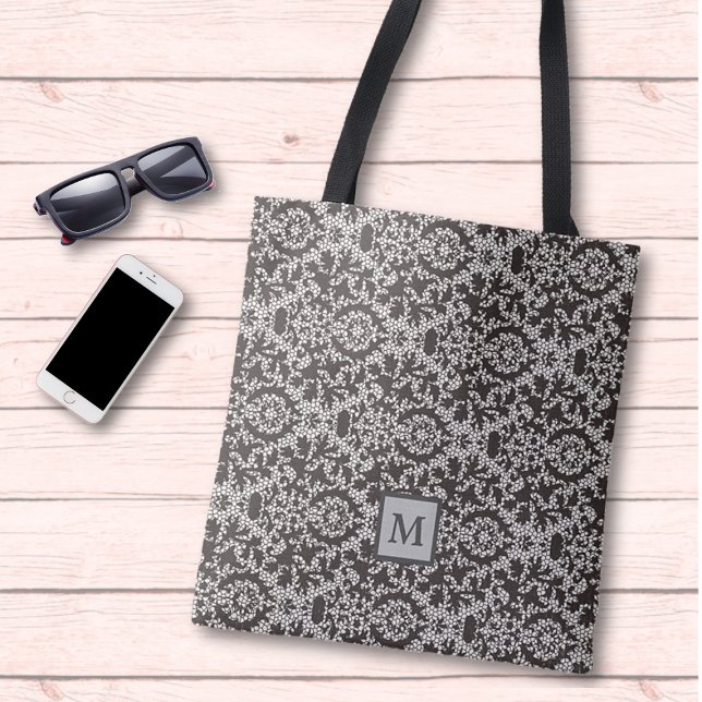 Tote Bag Monogramme noir gris foncé (Créateur téléchargé)