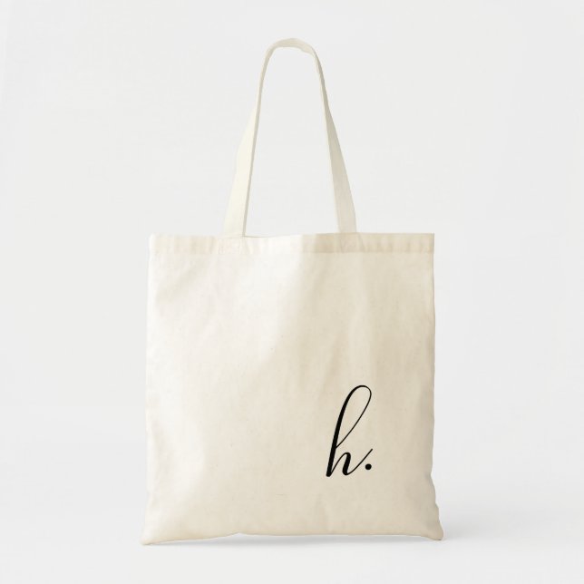 Tote Bag Monogramme noir initial personnalisé (Devant)