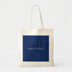 Tote Bag Monogramme Noir Professionnel Bleu Votre Nom