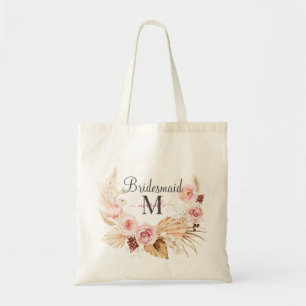Tote Bag Monogramme noir rose Nom initial du script