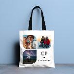 Tote Bag Monogramme Nom 3 Photo Moderne tendance Simple<br><div class="desc">Monogram Name 3 Photo Modern Trendy Simple Sacs fourre-tout dispose de trois de vos photos préférées avec votre nom personnalisé et monogramme en élégant script noir. Personnalisez en modifiant le texte dans les zones de texte fournies. Parfait pour l'anniversaire, Noël, Fête des Mères, baby showers, douches nuptiales, maman, soeur, cousins,...</div>