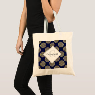 Tote Bag Monogramme Nous Vous Regardons Marine & Gold Polka