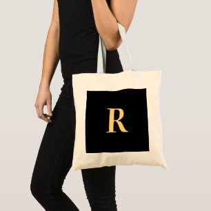 Tote Bag Monogramme Or noir moderne