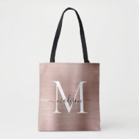 Monogramme or rose Glam en métal brossé Script