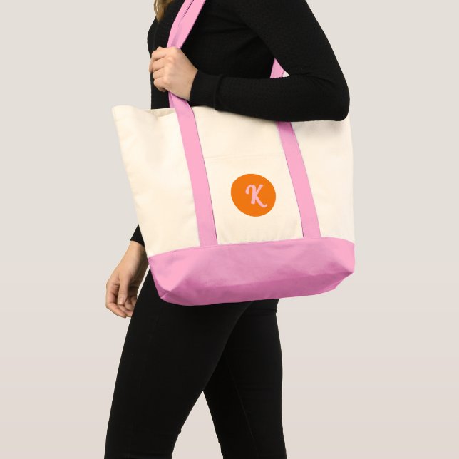 Tote Bag Monogramme orange et rose (Devant (produit))
