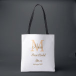 Tote Bag Monogramme orange pour la fête de mariage avec nom<br><div class="desc">Belle conception</div>