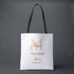 Tote Bag Monogramme orange pour la fête de mariage avec nom<br><div class="desc">Belle conception</div>