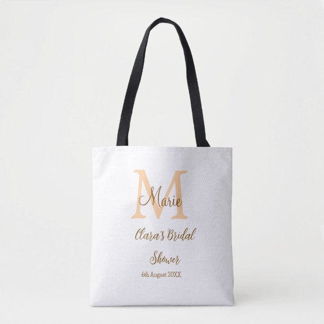 Tote Bag Monogramme orange pour la fête de mariage avec un  (Devant)