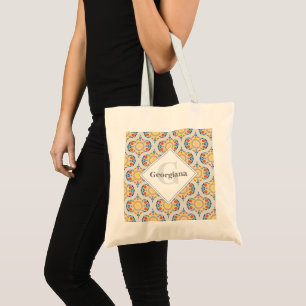 Tote Bag Monogramme Oranges D'Été De L'Égée Et Citrons Moye
