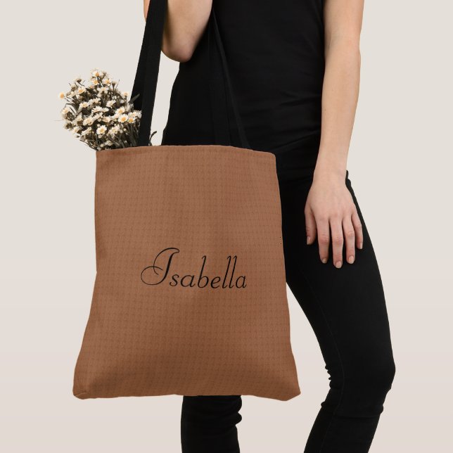 Tote Bag Monogramme ou nom sur couleur neutre de base mise  (De près)