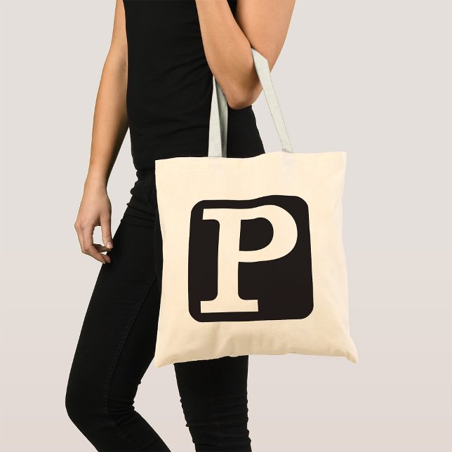 Tote Bag Monogramme P majuscule gras (Créateur téléchargé)