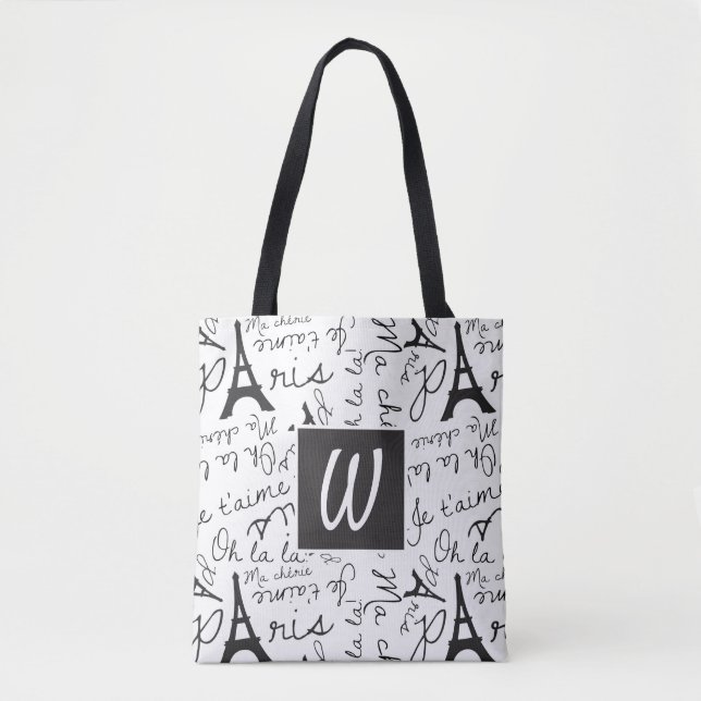 Tote Bag Monogramme Paris tendance (Devant)