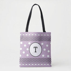 Tote Bag Monogramme Pastel Violet à pois