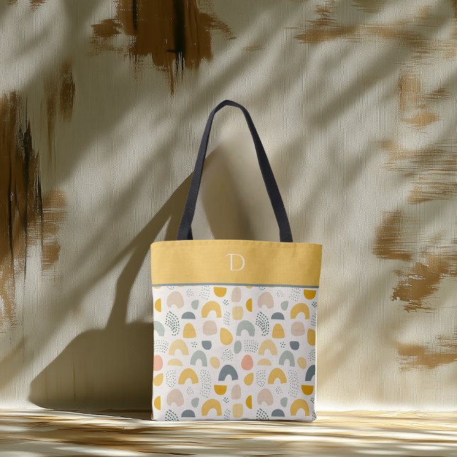 Tote Bag Monogramme personnalisé avec Motif d'arc Abstrait  (Créateur téléchargé)