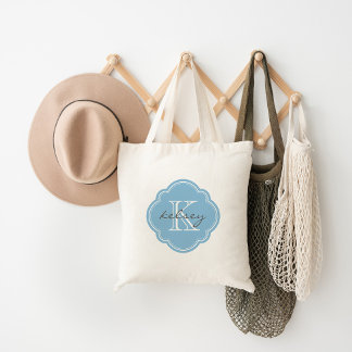 Tote Bag Monogramme personnalisé bleu ciel