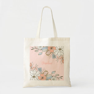 Tote Bag Monogramme personnalisé bleu rose pâle