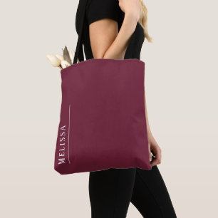 Tote Bag monogramme personnalisé, bordeaux moderne