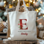 Tote Bag Monogramme personnalisé cadeau de Noël<br><div class="desc">Ce monogramme de Noël personnalisé et le design de nom sont parfaits pour les enfants comme pour les adultes. Ceci peut être imprimé avec n'importe quel nom et lettre. Facile à éditer et à imprimer! Ils font un cadeau de Noël parfait, le rembourrage, l'échange de cadeaux de vacances ou l'utiliser...</div>