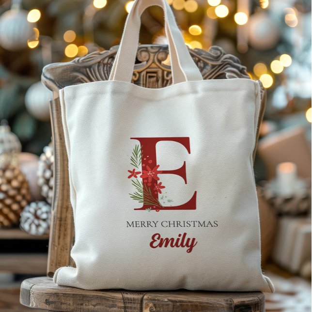 Tote Bag Monogramme personnalisé cadeau de Noël (Créateur téléchargé)
