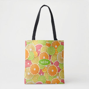 Tote Bag monogramme personnalisé Citrus coloré