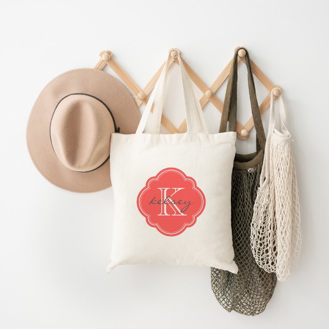 Tote Bag Monogramme personnalisé Coral (Créateur téléchargé)
