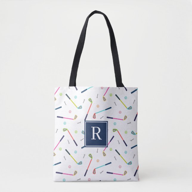 Tote Bag Monogramme personnalisé Cute Motif de golf Femmes (Devant)