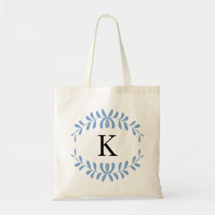 Tote Bag Monogramme personnalisé de couronne bleu clair