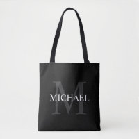 Monogramme personnalisé et nom noir