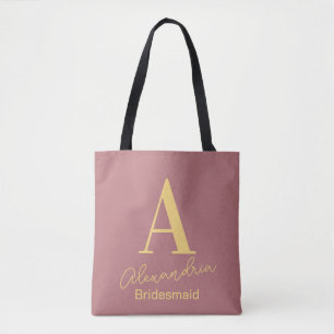 Tote Bag Monogramme personnalisé femme de chambre Dusty ros