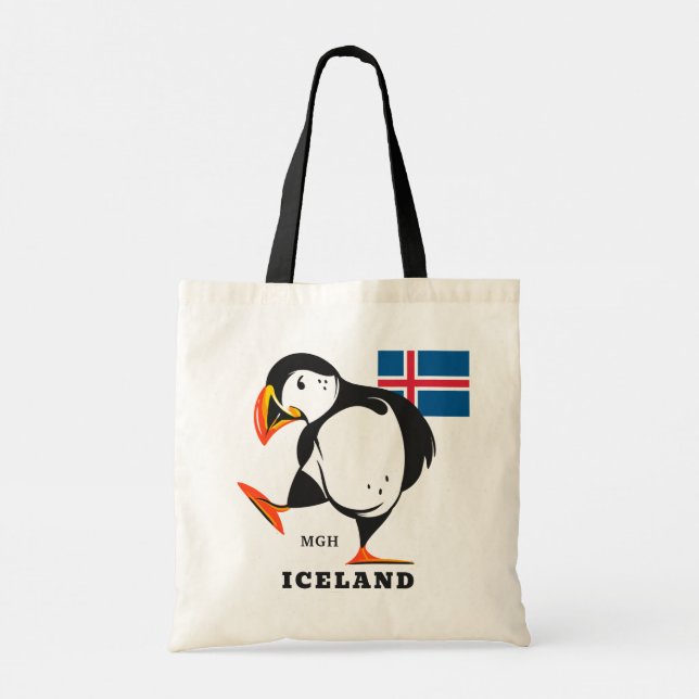 Tote Bag Monogramme personnalisé Islande (Dos)