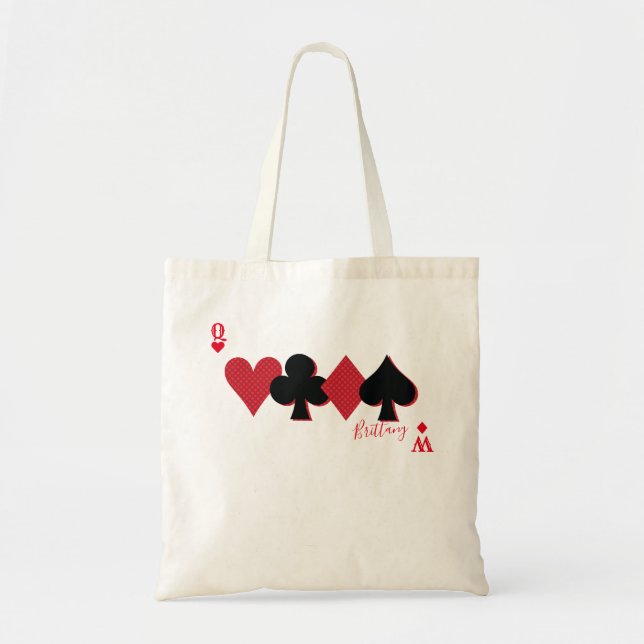 Tote Bag Monogramme personnalisé Jouer Cartes Pont & Poker (Devant)