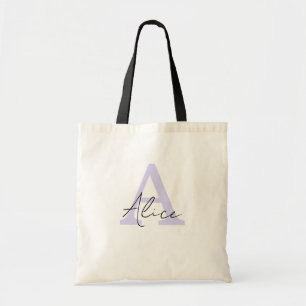 Tote Bag Monogramme personnalisé lilas moderne et élégant