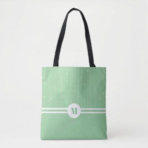 Tote Bag Monogramme personnalisé motif à bandes vertes