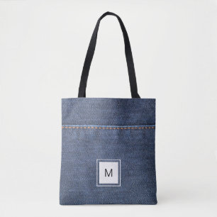 Tote Bag Monogramme personnalisé par style de denim de