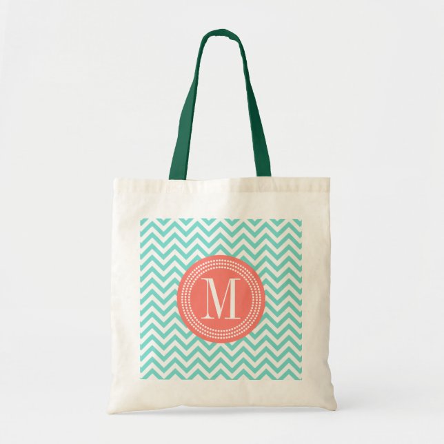Tote Bag Monogramme personnalisé par zigzag de Chevron (Devant)