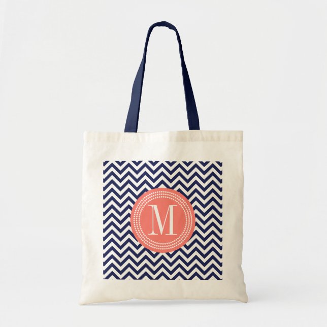 Tote Bag Monogramme personnalisé par zigzag de Chevron de (Devant)