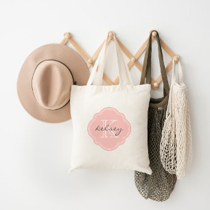Tote Bag Monogramme personnalisé rose clair